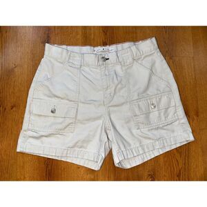 Vintage Y2K '03 Tommy Hilfiger Women's White Khaki Cargo Style Shorts, Size 10